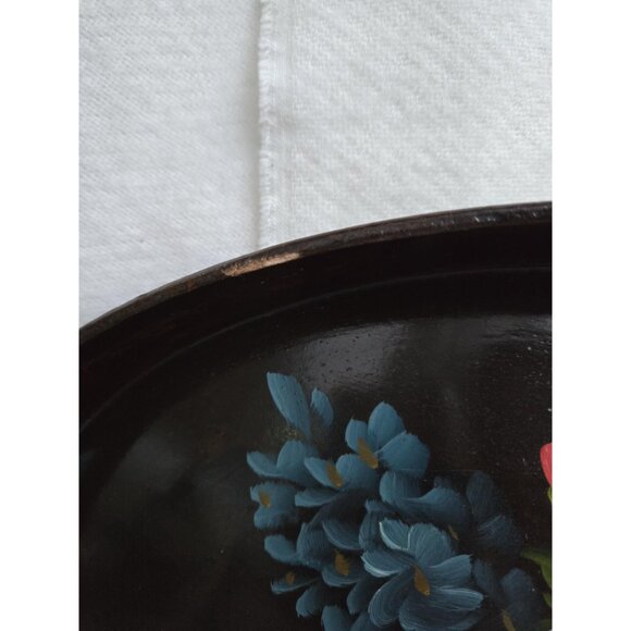 Handpainted Vintage Floral Tray Moody Dark Still Life Roses Tulips - Picture 6 of 10